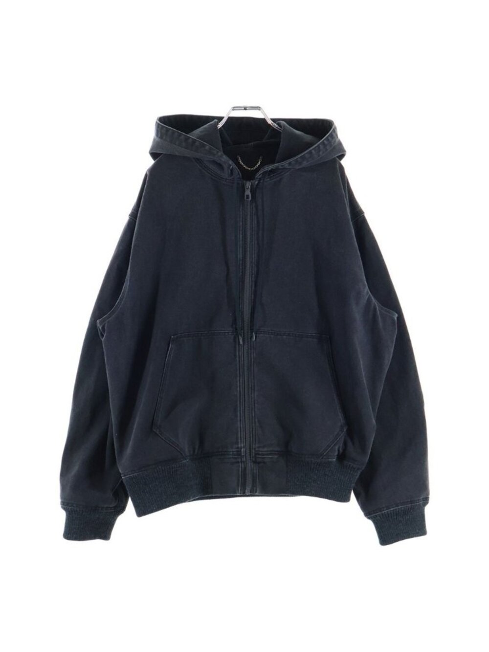 Louis Vuitton Zip Throw Denim Hoodie with Sash and Patch Gray